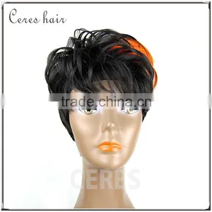 Cheap High Temperature Fiber ST1B Orange Wig Synthetic Wig for Fashion Lady Short Fashionable Wig thumbnail-4