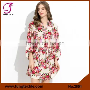 FUNG 2803 Women Beautiful Flower Cotton Print Robe thumbnail-5