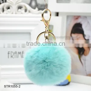 20 Colors 8cm Genuine Rex Rabbit Fur Ball Pom Pom Keychain Fur Ball Keychain thumbnail-3