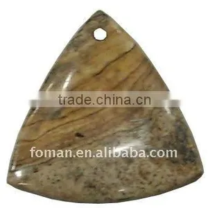 40mm Triangle Picture Jasper Wholesale Gemstone Pendants thumbnail-1