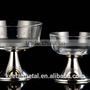 Silver or Nickel Plated Base With Glass Fruit Bowl for Decoration and Wedding thumbnail-2