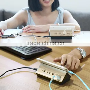 Original Remax EU Plug 4 Ports USB Goldhouse Hub Mobile Phone Charge Station Tablet Charger 4.2A Output thumbnail-2