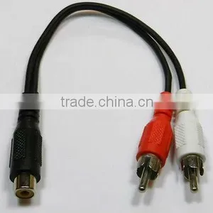 RCA Jack Female to 2 RCA Plug Male Y Splitter Audio Video Adapter Cable Cord thumbnail-1