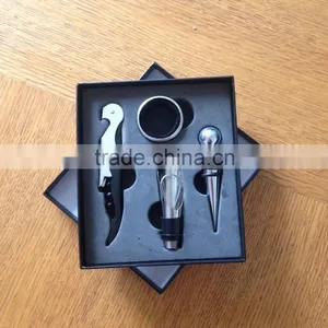 Wine Bottle Opener 4pc Tool Set Corkscrew Pourer Stopper Drip Ring Aerator Gift thumbnail-1