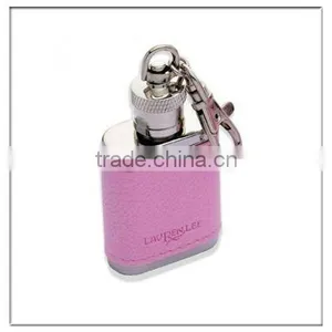 1OZ Mini Stainless Steel Hip Flask With Leather Covered thumbnail-1