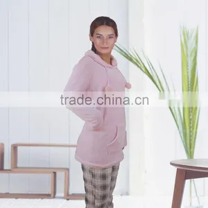 Kevince Women Flannel Pyjama Set Hooded Knitting 1000pcs up OEM Factory Directly thumbnail-2