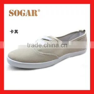 Khaki China Canvas Shoes for Women Slip on Manufacturer thumbnail-1