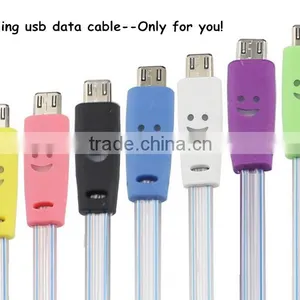 Hot Sale for Samsung Micro Usb Led Light Charger Cable Smiling Face Led Shining Cable Cord thumbnail-1
