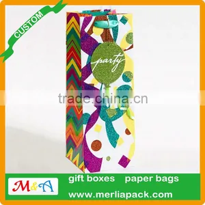Assorted Bright Prints Paper Bags High Quality Birthday Gift Bags With Round Hang Tag thumbnail-2