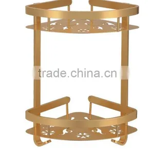 Aluminum Bathroom 2-Tier Corner Shelf Basket Wall Mounted, Silver Sand Sprayed thumbnail-6