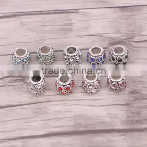 Women Fashion Dark Silver Mix Color Crystal Charm Big Hole Loose Bead for European Bracelet Bangle Jewelry Gifts thumbnail-1
