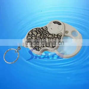 NO.6901A Leather Surface Rotatable Keychain Magnifier For Gift thumbnail-1