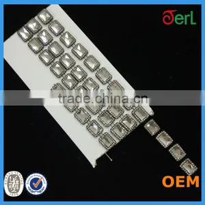 Wholesale Black Base Plastic and Glass Rhinestone Trims for Dress Decoration thumbnail-1