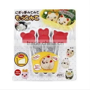 3pcs Bento Rice Roll Maker Set of Animal Shaper With Bear,rabbit and Cat thumbnail-2