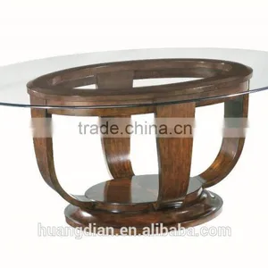 New Designs Wood Base Glass Table Top Restaurant Dining Table thumbnail-1
