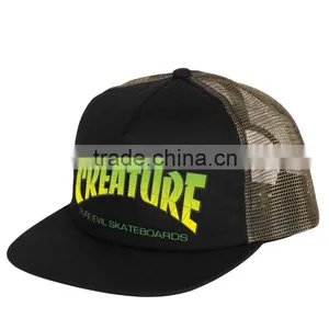 Top Sales 5 Panel Printed Flat Bill Trucker Mesh Cap Hat Hip Hop Style thumbnail-1