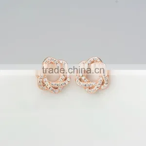 Pave Setting cz Diamond Pressed Stud Silver Earrings, 2015 Latest Fashion Model in Promotions thumbnail-3