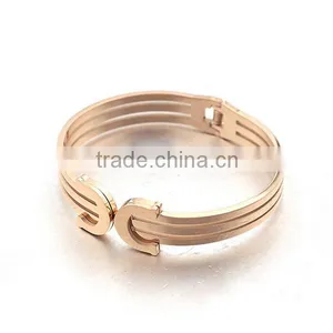 Retail Stainless Steel Women Bangle Rose Gold Spring Shield Bracelet Jewelry thumbnail-4