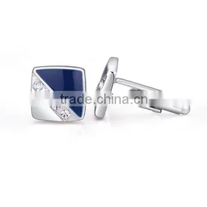 Europe Silver High Quality Copper Cuff Links Mens Square Enamel Cufflinks for Shirts thumbnail-2
