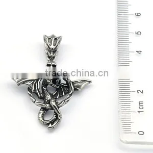 Personality Mens Silver Casting Stainless Steel Factory Punk Snake Pendants Skull Charm thumbnail-2