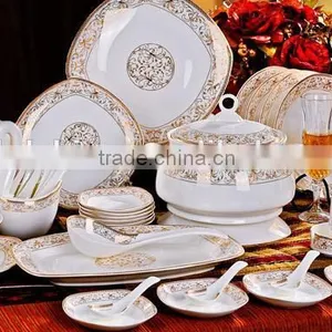 60 PCS Square/round Bone China Dinner Set, Square Plates, Bone China Dinnerware Sets thumbnail-1