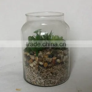 Cheap Glass Cylinder With Fake Plants thumbnail-1