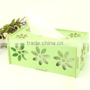 High Quality Bamboo Material Flower Carved Tissue Box thumbnail-2