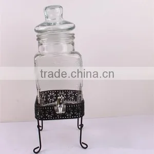 5L High Quality Glass Juice Jar With Metal Rack thumbnail-1