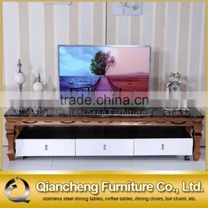 Modern Marble Surface Stand TV With Stainless Steel Feet thumbnail-1