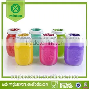 Hotsale Glass Bottle Flower Vase Colorful Hurricane Mason Jar thumbnail-1