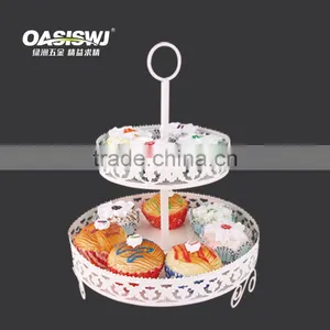 Factory Supplier 2 Tiers Round Mental Cupcake Display Stand ,white Cupcake Stand thumbnail-1