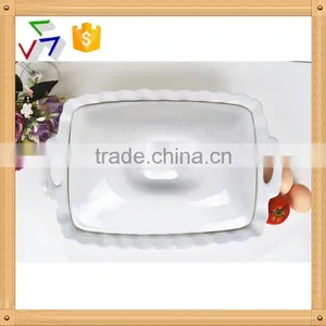 15.5" Square White Ceramic Bakeware With Lid thumbnail-1