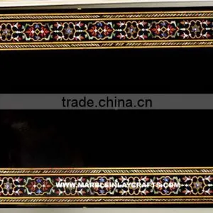 Marble Stone Inlaid Pietra Dura Dining Table Top Antique thumbnail-1