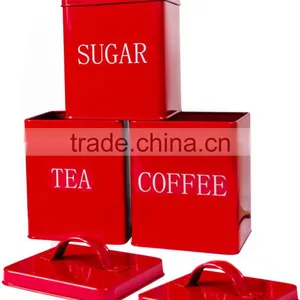 Square Kitchen Metal Sealed Coffee Tea Sugar Tin Canister thumbnail-1