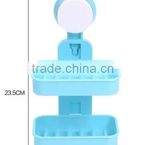 Vacuum Suction Cup Bathroom and Kitchen Plastic Double Layer Shelf/soap Holder thumbnail-2