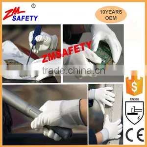 Cheapest White Palm Fit Nylon PU Gloves 4131for Electronics Automotive Assembly thumbnail-3
