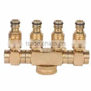 Brass 4-way Tap Connector With Valve thumbnail-1