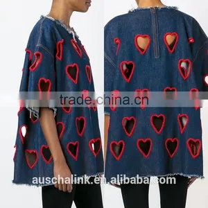 100% Cotton Lady Denim Fashionable T-shirt Cutting Patterns thumbnail-6