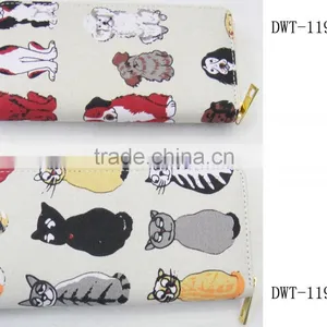 New Stylish Canvas Cotton Zipper Round Print Dog Wallet thumbnail-3