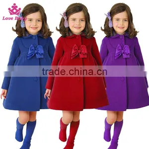 Baby Autumn Woollen Coat Single-breasted Bowknot Kids Wool Jacket Baby Cloak thumbnail-1