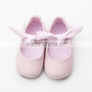 Pink Fabric Baby Handmade Non-slip Sole Baby Girls Shoes thumbnail-1