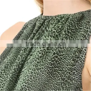 2017 OEM Women Breezy Elastic Round Neckline Leopard Blouse thumbnail-5