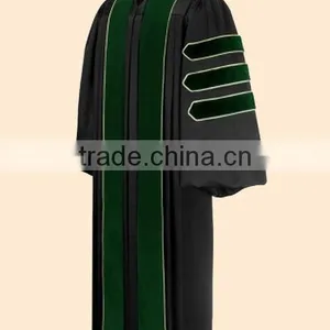 Academic Doctoral Gown With Green Front Pannel thumbnail-1