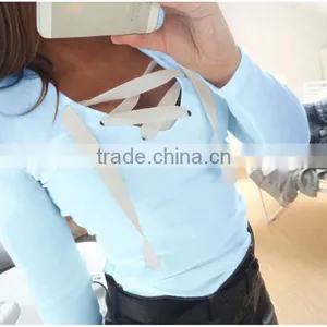 Selling V-neck Cross Bind Coat Long Sleeve Shirt thumbnail-4