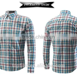 New Product 2016 European Fashion 100% Cotton Yarn Dyed Plaid Shirt Wholesale Men's Clothing thumbnail-3