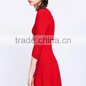 OEM Custom Latest Formal Design Wool Knitting Pattern Sweater Dress for Women thumbnail-3