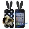 Lovely Dot Rabbit Silicone Case Cover for IPhone 4(Black) thumbnail-1