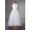 A-line Bateau Neck Sleeveless Beading Floor-length Flower Girls-dresses thumbnail-1