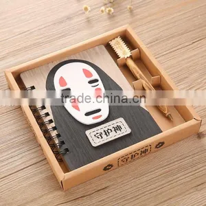 Spirited Away No Face Man Cartoon Wooden Japanese Anime Notebook Design A thumbnail-1