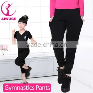 Gymnastics Casual Ballet Pants Black Cotton Girls Kids Capri Pants thumbnail-1